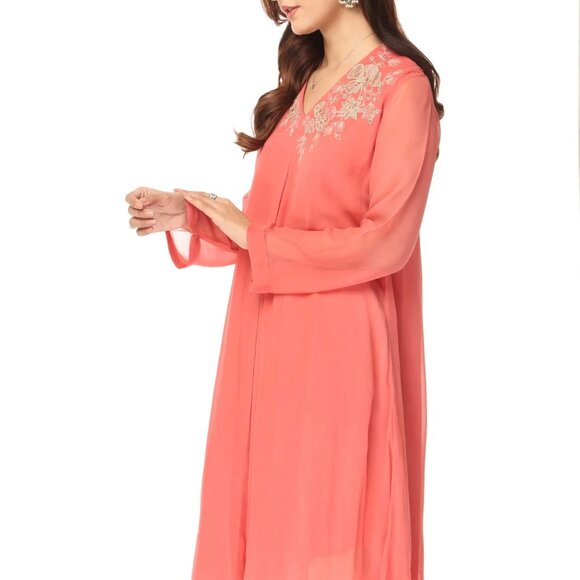 CHINYERE CORAL/peach blossom  TOP - Picture 2 of 3